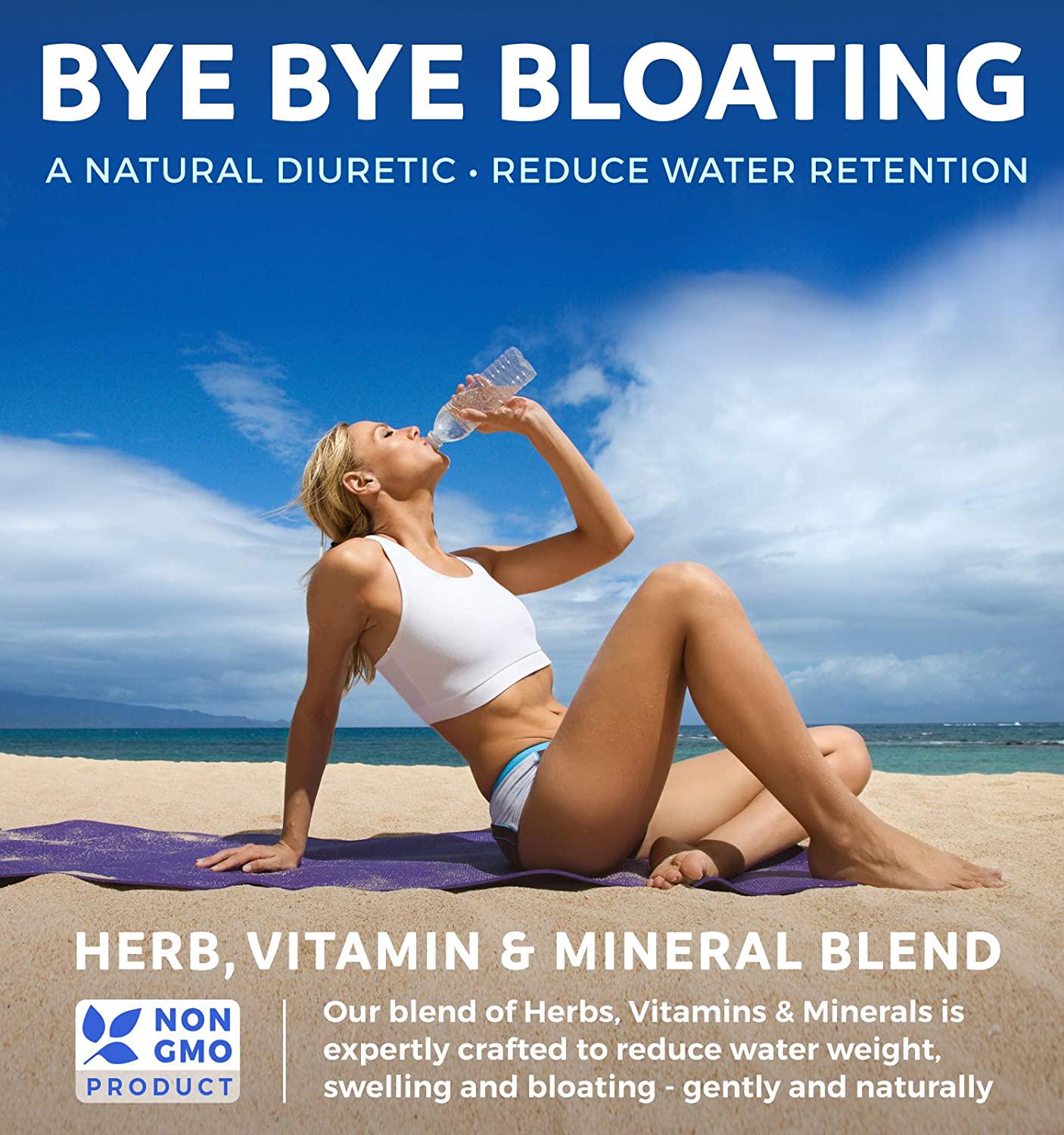 Water Pills - Natural Diuretic: Helps Relieve Bloating, Swelling and Water Retention for Water Weight Loss - Dandelion and Potassium Herbal Relief Supplement - 60 Capsules