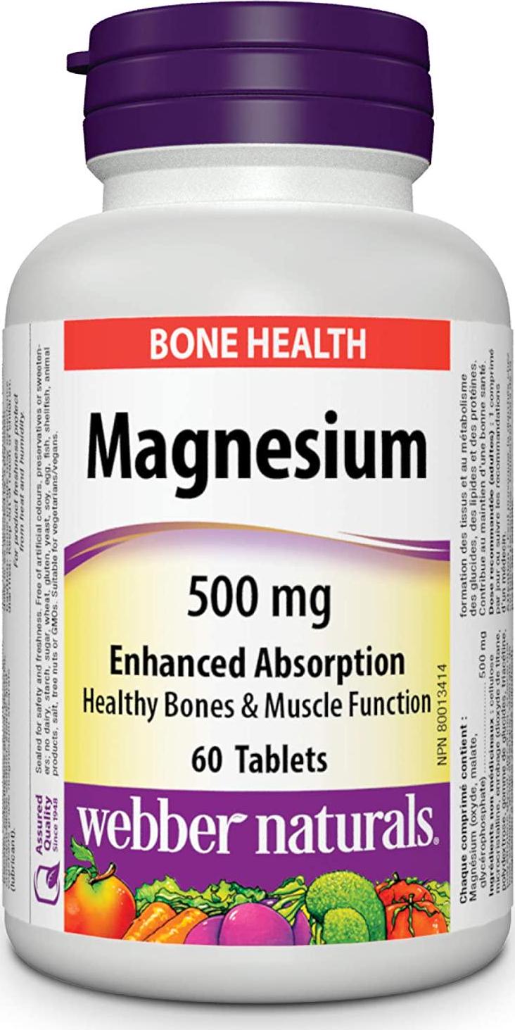 Webber Naturals Magnesium 500mg Enhanced Absorption, 60 Tablet