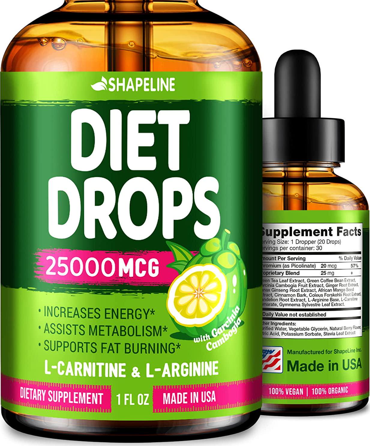 Weight Loss Drops - Appetite Suppressant for Women and Men - Made in The USA - Natural Metabolism Booster - Fast Weight Loss - Diet Drops with Garcinia Cambogia, L-Arginine and L-Glutamine 1 Fl oz