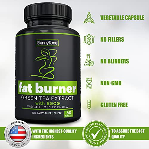 Weight Loss Green Tea Extract Fat Burner with EGCG- Natural Detox Diet Pills For Belly Fat that Work Fast for Women 6-Metabolism Booster-Thermogenic Supplements-Carb Blocker-Appetite Suppressant -60ct