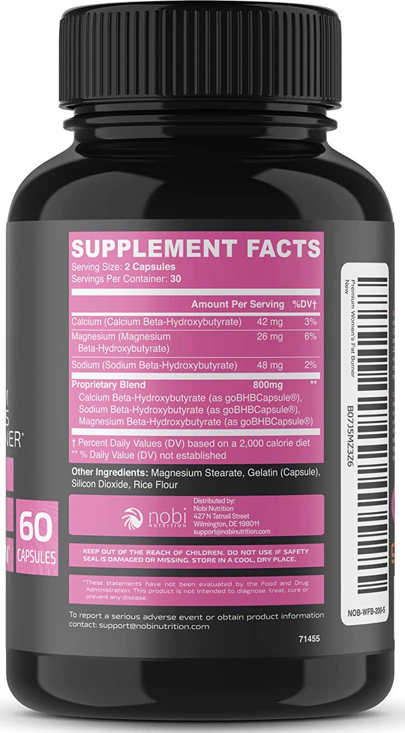 Weight Loss Pills for Women to Reduce Belly Fat | Thermogenic Fat Burner (60 Count) by Nobi Nutrition