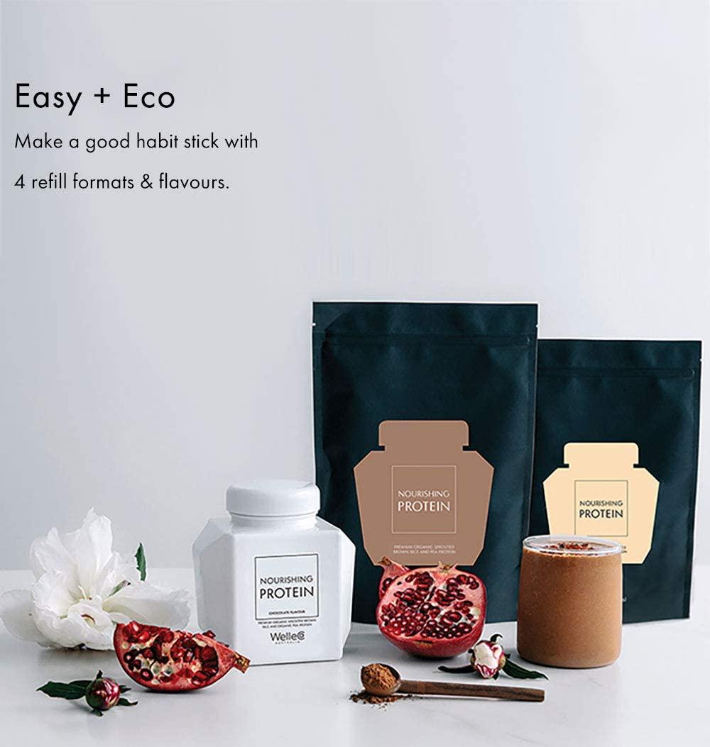 WelleCo | Nourishing Protein | Premium Organic Sprouted Brown Rice and Pea Protein |Refill for your Glass Caddy