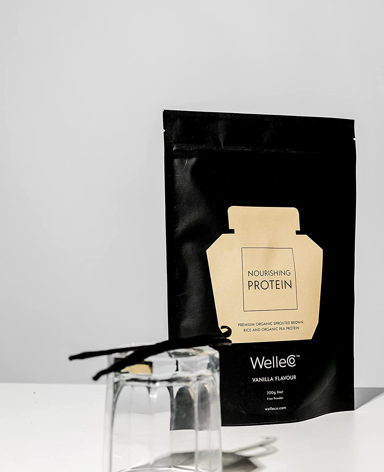 WelleCo | Nourishing Protein | Premium Organic Sprouted Brown Rice and Pea Protein |Refill for your Glass Caddy