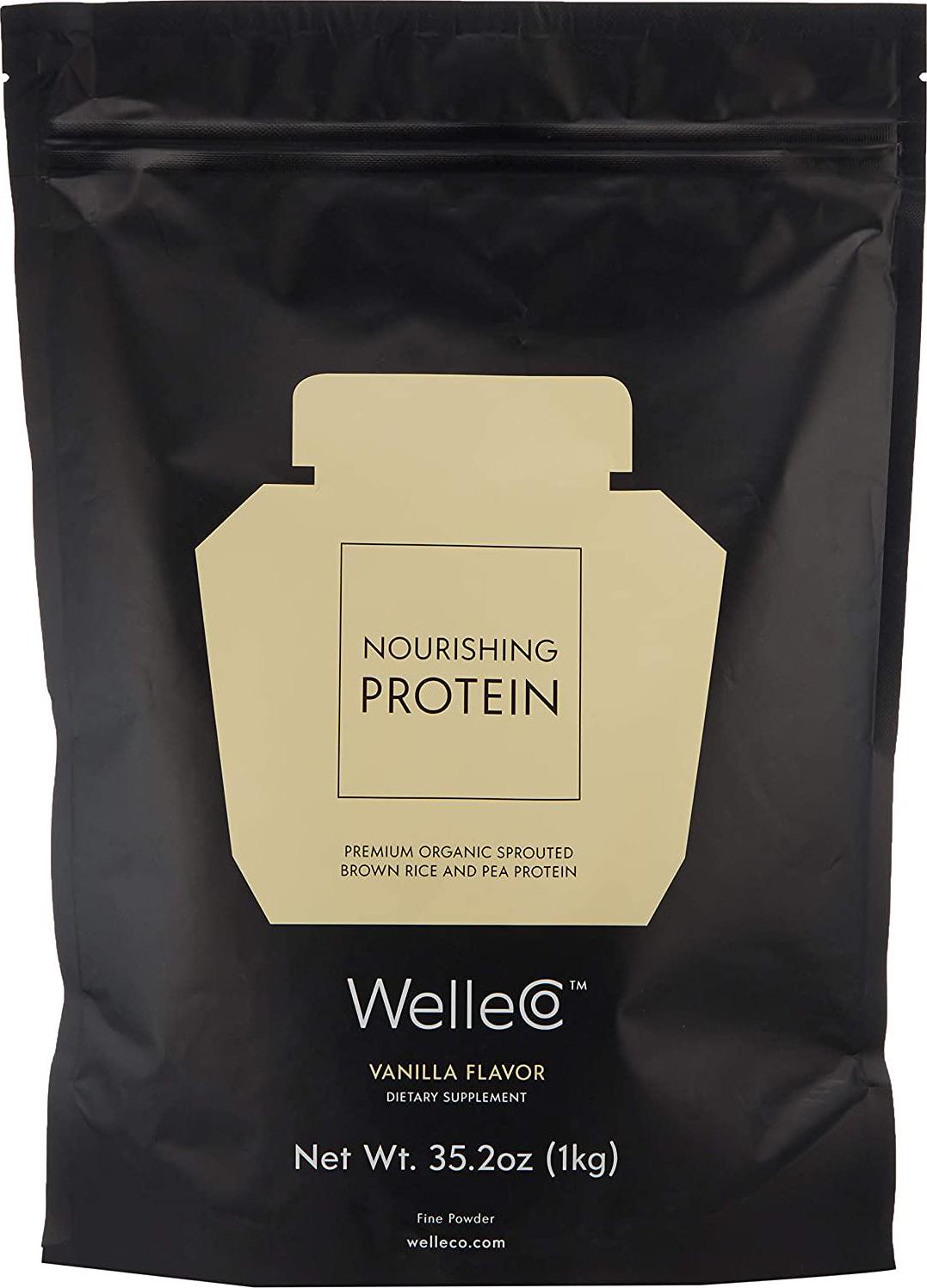 WelleCo | Nourishing Protein | Premium Organic Sprouted Brown Rice and Pea Protein |Refill for your Glass Caddy