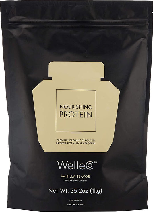 WelleCo | Nourishing Protein | Premium Organic Sprouted Brown Rice and Pea Protein |Refill for your Glass Caddy