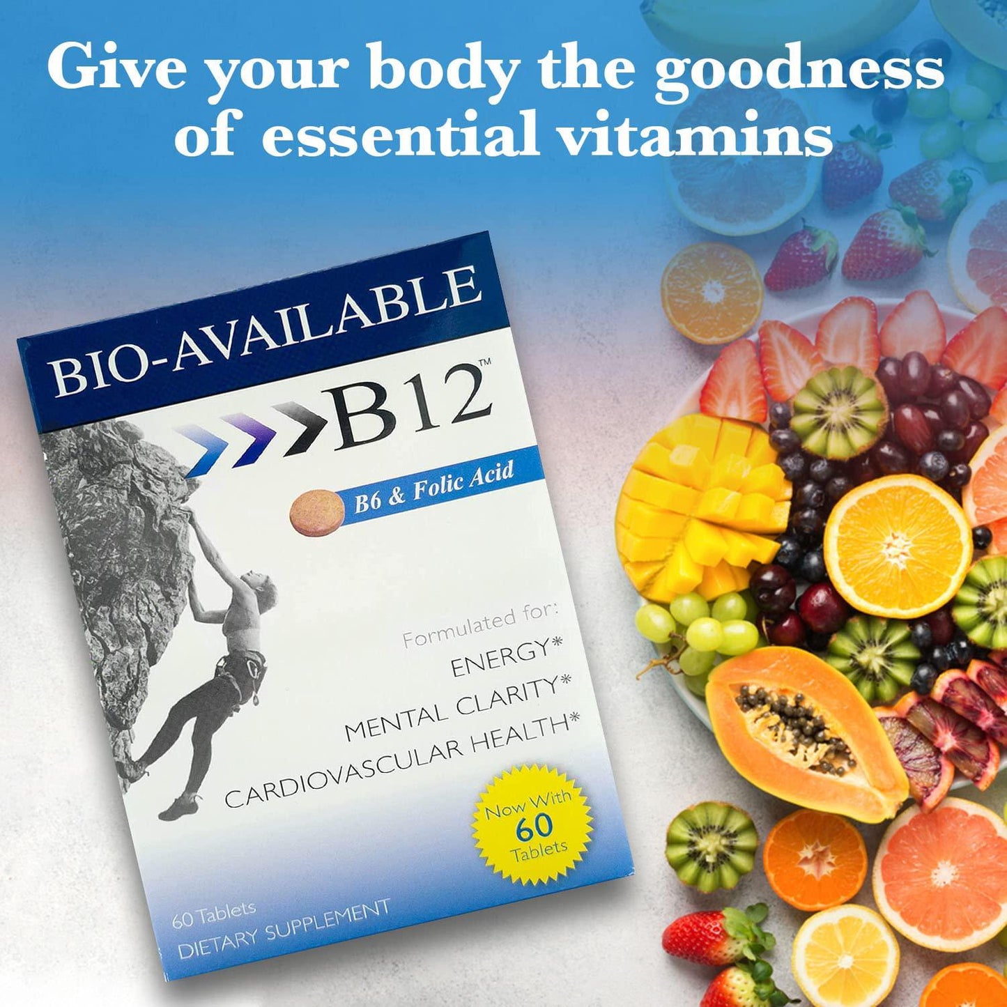 Wellgenix Bio-Available Sublingual B12 B6 W/Folic Acid Vitamin Formulated for High Absorption - Nutritional Multivitamin Supplement Methylcobalamin, Vitamin C, Biotin- Fast Dissolve (60 ct) (1)
