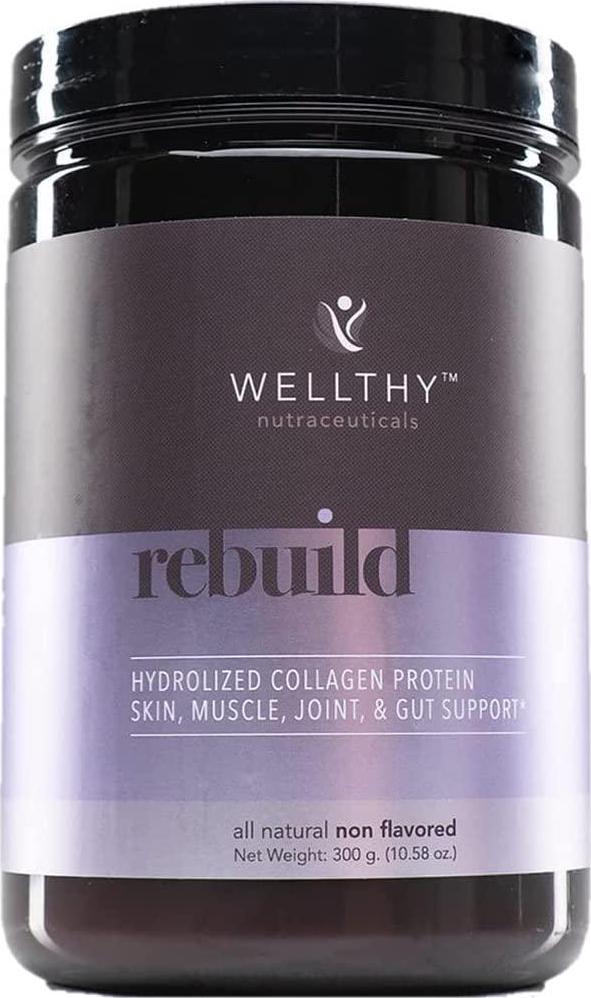 Wellthy Rebuild Hydrolyzed Collagen Peptides - Grass Fed, Pasture Raised Collagen Protein - Vital Supplements for Hair Growth, Skin, Nail and Gut Health - Multi Peptides Helps Build Muscle