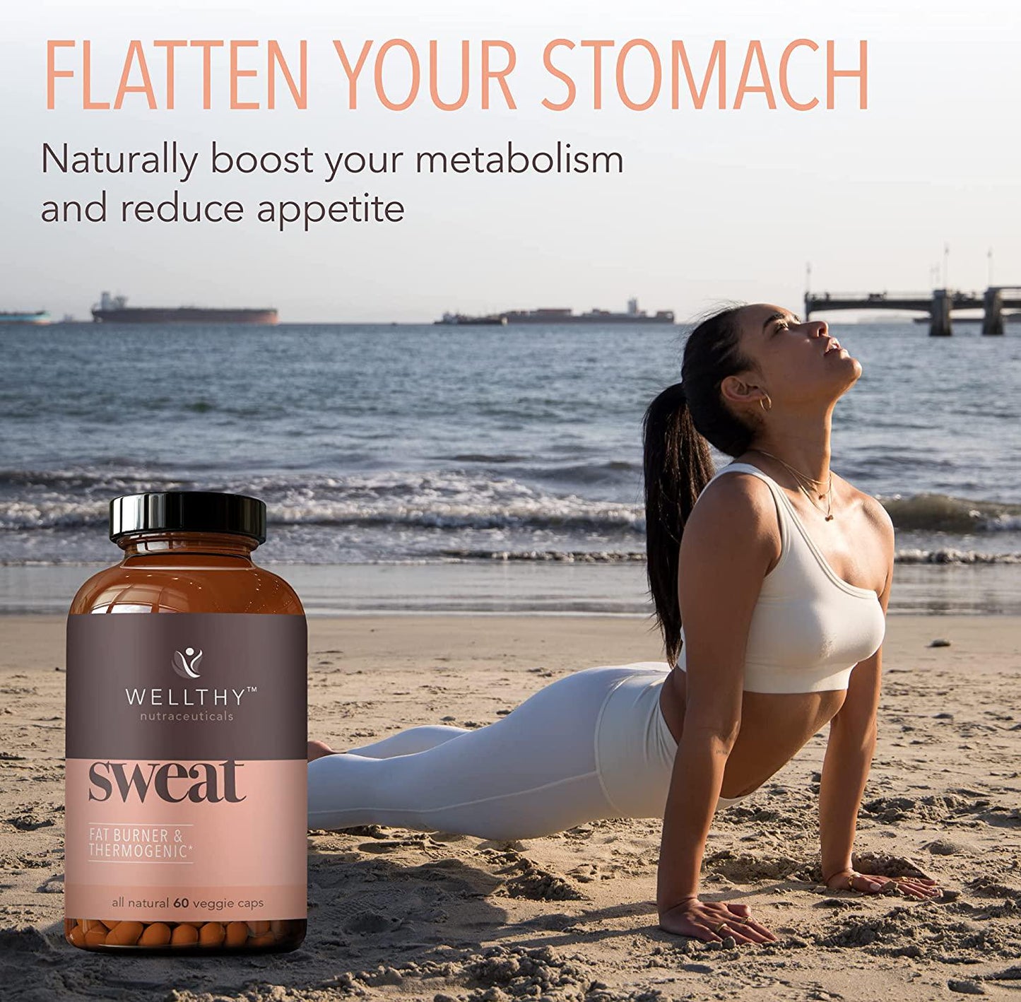 Wellthy Sweat Thermogenic Fat Burner Pills - All Natural Metabolism Booster and Appetite Suppressant for Men and Women - Increased Metabolism Supplement That Helps Promote Increased Weight Loss