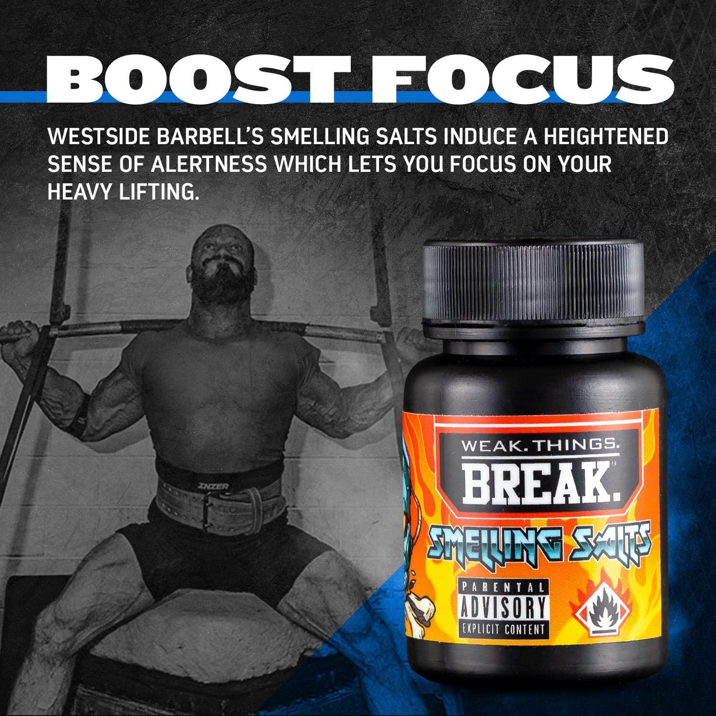 Westside Barbell Smelling Salts, Ammonia Inhalant for Athletes, Weight Lifting, Power Lifting, Increase Focus and Alertness (2 Oz, 1 Pack)