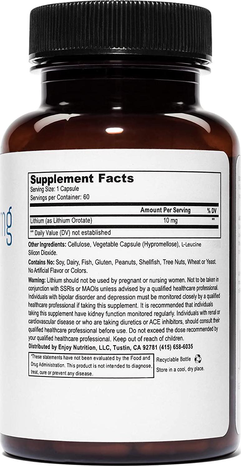Weyland Brain Nutrition: Lithium Orotate 10mg (3 Bottles), 180 Vegetarian Capsules, Lithium Supplement Supports Healthy Mood, Behavior, Memory and Wellness