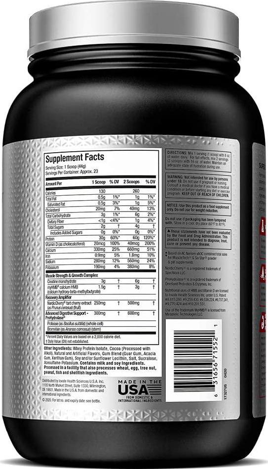 Whey Protein Isolate | MuscleTech Nitro-Tech Elite Isolate | Whey Isolate Protein Powder for Muscle Gain | Protein Shakes for Men and Women | Muscle Builder | Belgian Chocolate, 2.2 lbs (23 Servings)