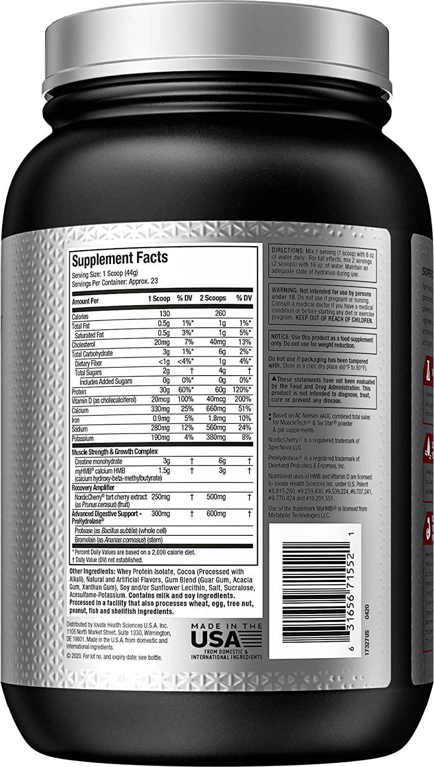 Whey Protein Isolate | MuscleTech Nitro-Tech Elite Isolate | Whey Isolate Protein Powder for Muscle Gain | Protein Shakes for Men and Women | Muscle Builder | Belgian Chocolate, 2.2 lbs (23 Servings)