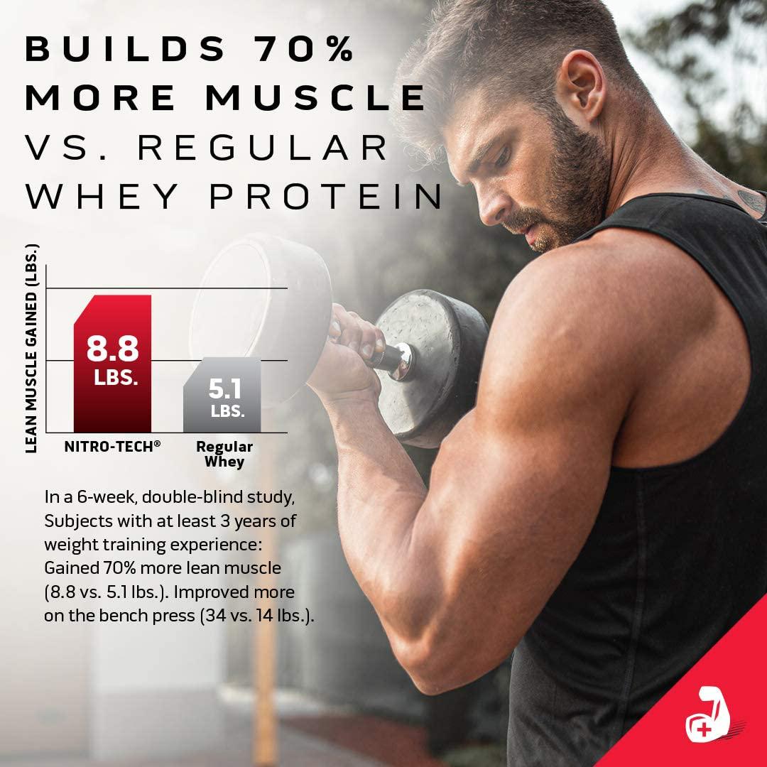 Whey Protein Powder | MuscleTech Nitro-Tech Whey Protein Isolate and Peptides | Milk Chocolate, 4 Pound (Pack of 1), 40 Servings