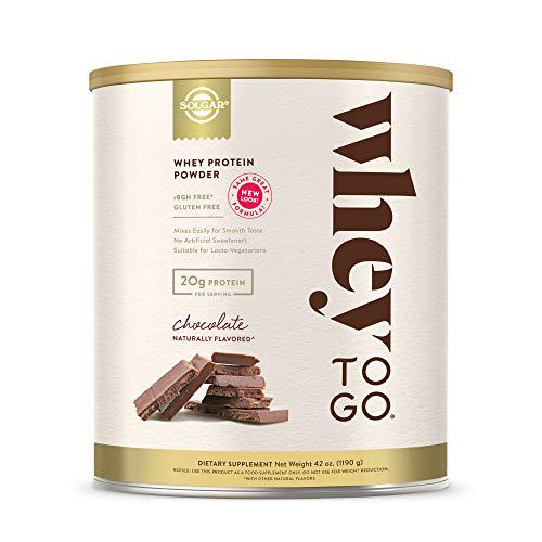 Whey To Go Protein Powder Natural Chocolate Cocoa Bean Flavor By Solgar - 41 oz