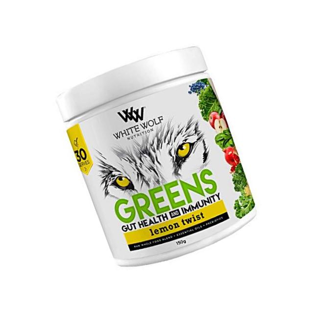 White Wolf Greens+ Gut Health and Immunity 150g - Lemon Twist