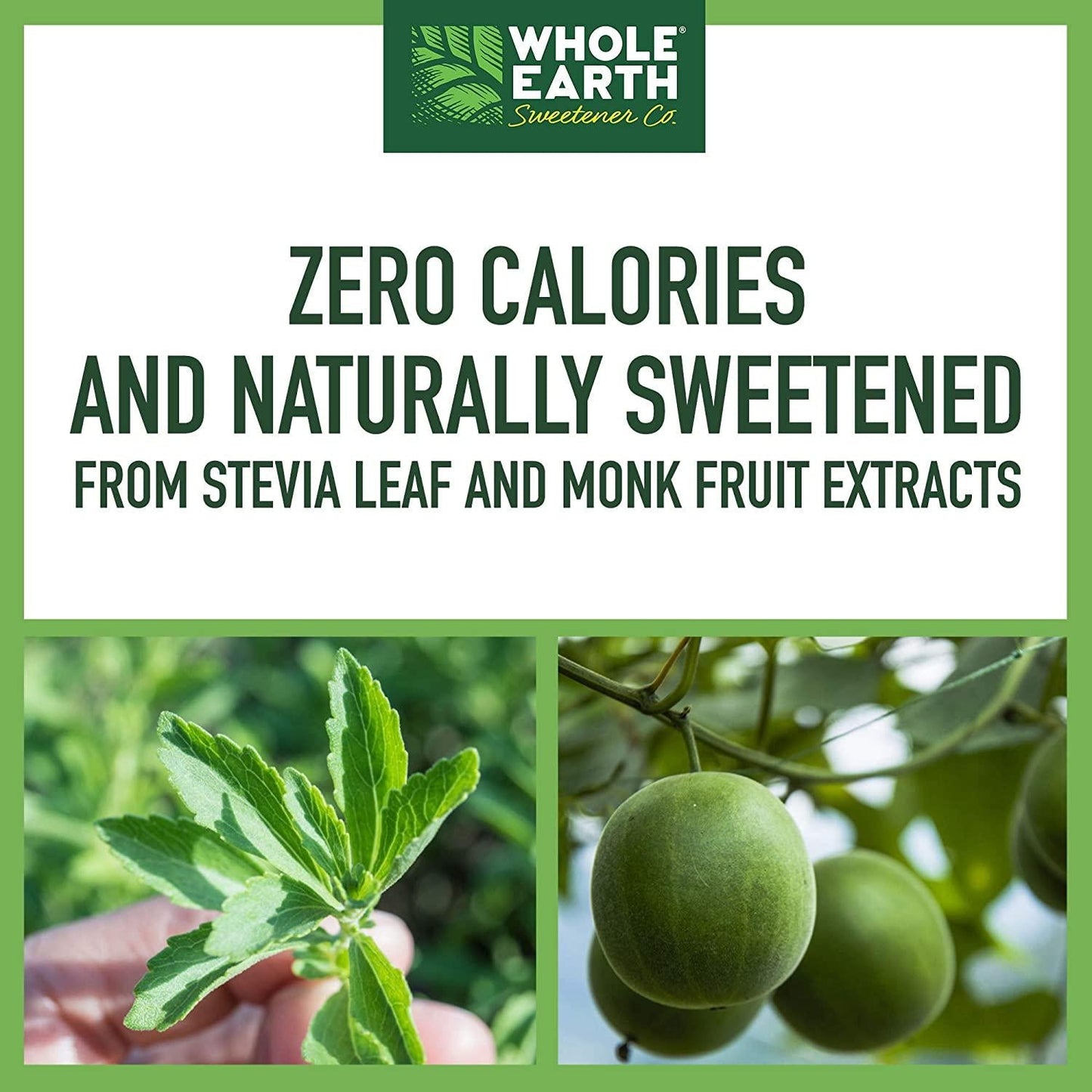 Whole Earth Sweetener Stevia Leaf and Monk Fruit Sweetener, Erythritol Sweetener, Sugar Substitute, Zero Calorie Sweetener, 80 Stevia Packets (Pack of 12)