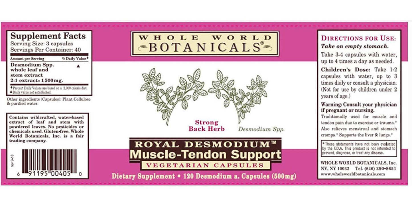 Whole World Botanicals - Royal Desmodium Muscle-Tendon Support 120 Capsules