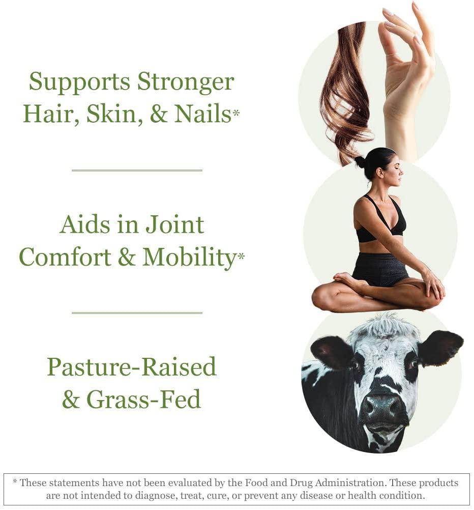 Wholesome Organics Collagen Peptides Powder (Type I and III) - Hair, Nails, Skin and Joint Health - Grass Fed and Pasture Raised - Hydrolyzed Collagen, Non-GMO, Dairy Free, and Keto - Unflavored (16 Oz)