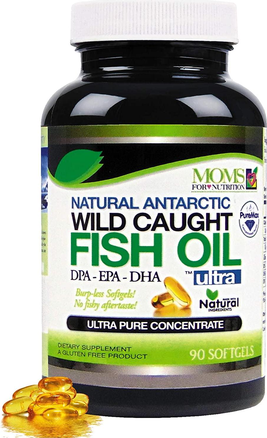 Wild Caught Natural DPA Fish Oil by Moms For Nutrition - Sustainable Omega 3 DPA-EPA-DHA 2,900 Milligram Fish Oil Supplement - Ultra Pure Triple Strength Concentrate - Burp-Less Soft-Gels