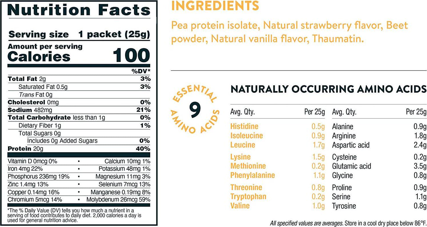 Wild Strawberry Clean Lean Protein by Nuzest - Premium Vegan Protein Powder, Plant Protein Powder, European Golden Pea Protein, Single Serving