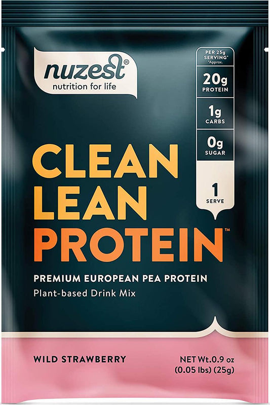 Wild Strawberry Clean Lean Protein by Nuzest - Premium Vegan Protein Powder, Plant Protein Powder, European Golden Pea Protein, Single Serving