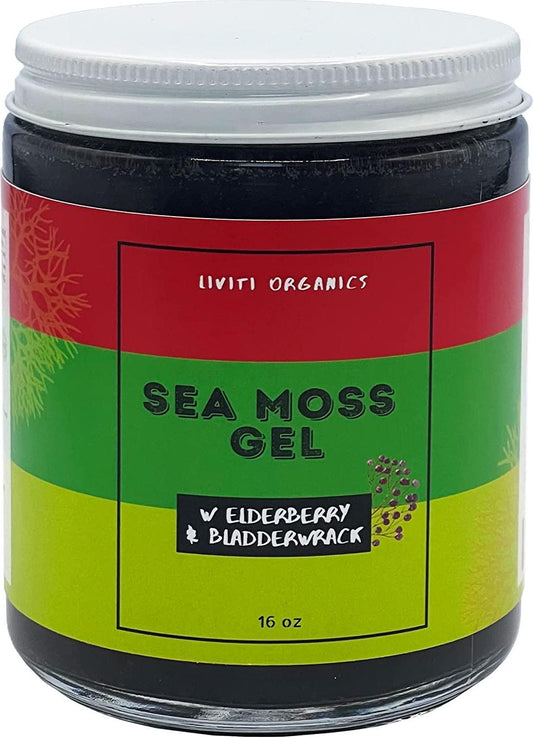 Wildcrafted Sea Moss Gel with Elderberry and Bladderwrack Organic Irish Sea Moss with 92 Minerals and Vitamins, Cell Food for Energy