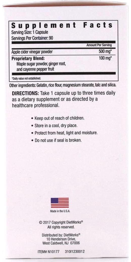 Windmill Dietworks Apple Cider Vinegar Capsules Ea, Ginger, Cayenne and Maple, 90 Count