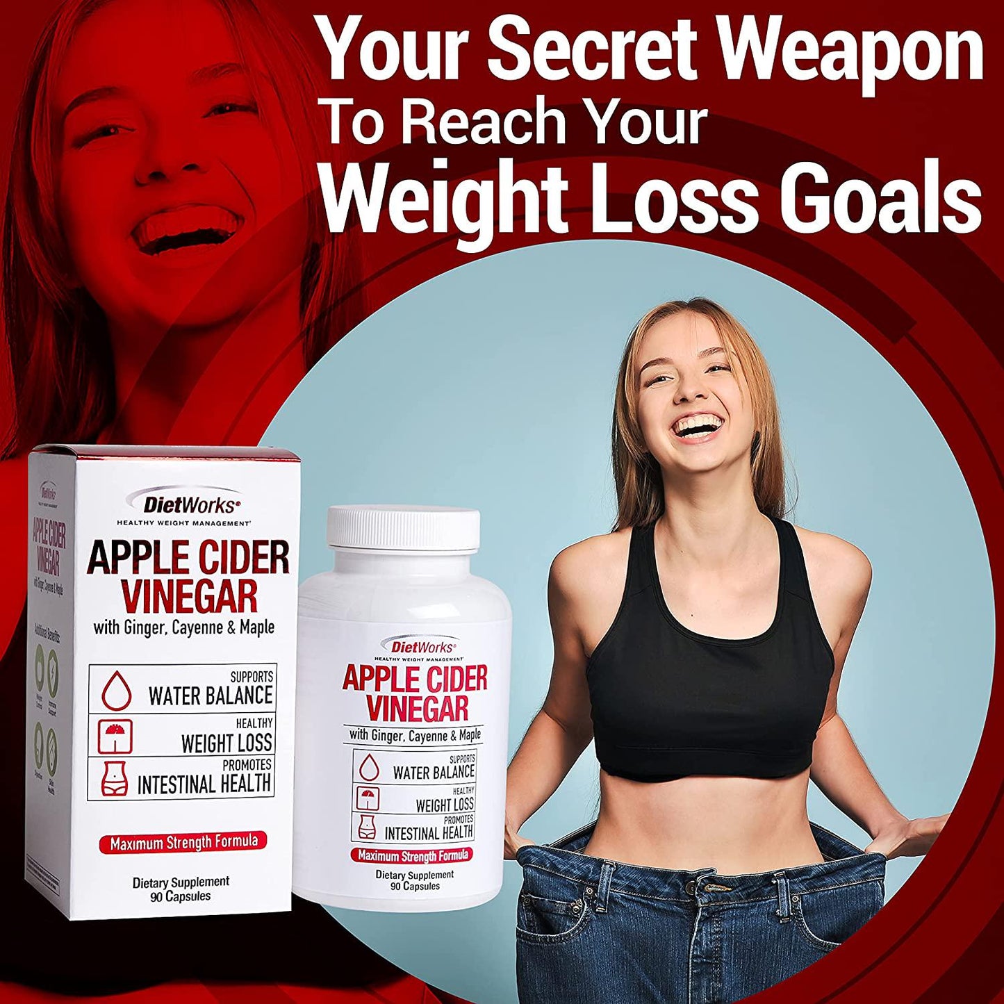 Windmill Dietworks Apple Cider Vinegar Capsules Ea, Ginger, Cayenne and Maple, 90 Count