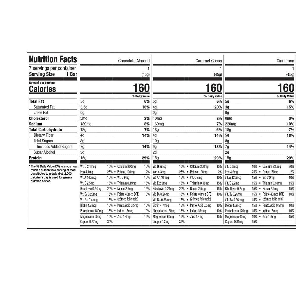 WonderSlim Meal Replacement Protein Bar, Variety Pack - 160 Calories, 15g Protein, 5g Fiber (7ct)