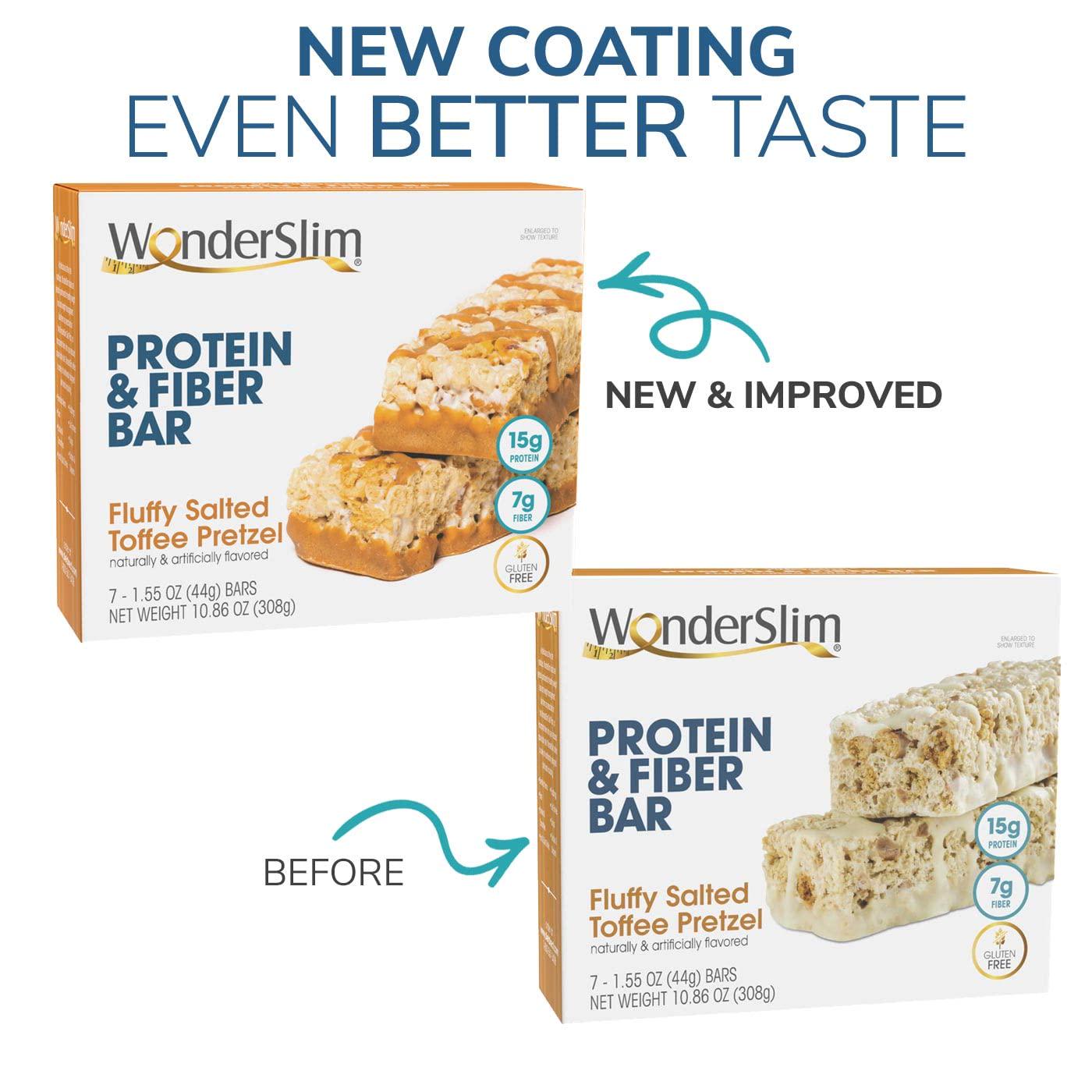WonderSlim Protein and Fiber Bar, Salted Toffee Pretzel - 15g Protein, 7g Fiber, Gluten Free (7ct)