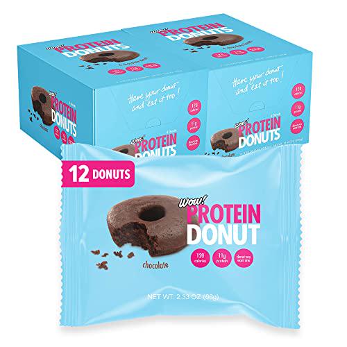 Wow! Protein Donuts, High Protein Snacks, Low Carb, Low Calorie, and Low Sugar, Healthy Snack with 11g of Protein (Chocolate, Pack of 12)