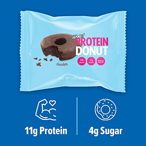 Wow! Protein Donuts, High Protein Snacks, Low Carb, Low Calorie, and Low Sugar, Healthy Snack with 11g of Protein (Chocolate, Pack of 12)