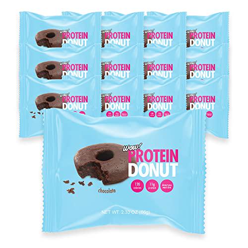 Wow! Protein Donuts, High Protein Snacks, Low Carb, Low Calorie, and Low Sugar, Healthy Snack with 11g of Protein (Chocolate, Pack of 12)