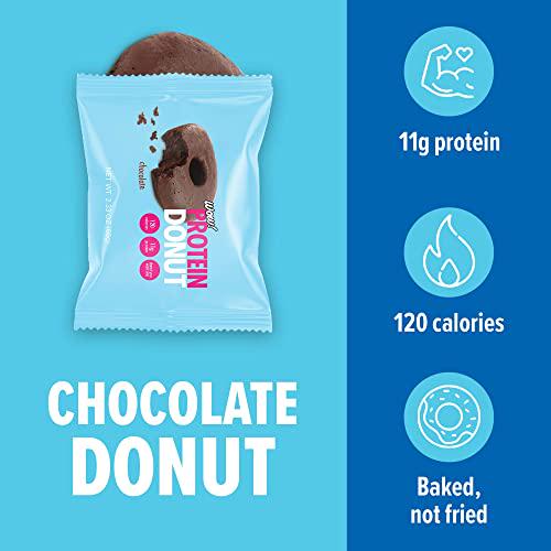 Wow! Protein Donuts, High Protein Snacks, Low Carb, Low Calorie, and Low Sugar, Healthy Snack with 11g of Protein (Chocolate, Pack of 12)