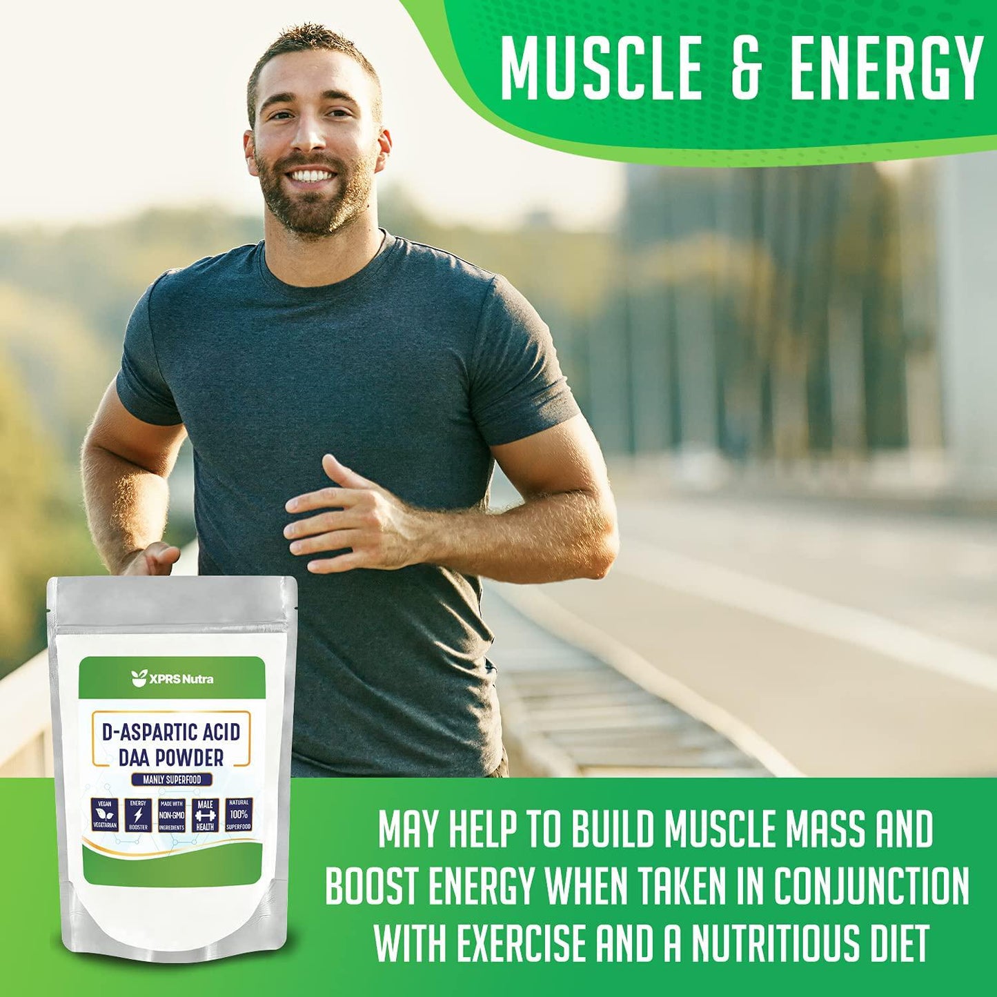 XPRS Nutra D-Aspartic Acid Powder (DAA) - D Aspartic Acid Muscle Building and Energy Supplements for Men - Vegan Friendly DAA D-Aspartic Acid Supplements (4 oz)