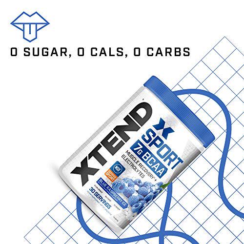 XTEND Sport BCAA Powder Blue Raspberry Ice - Electrolyte Powder for Recovery and Hydration with Amino Acids - 30 Servings