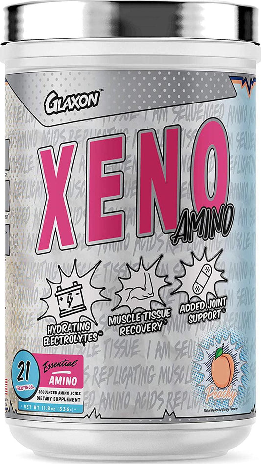 Xeno Amino by Glaxon Essential Sequenced Amino Acids – BCAA and EAA – Muscle Recovery and Joint Support for Men and Women – Great Taste (Peachy)