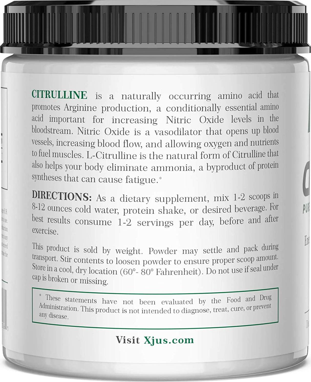 Xjus L-Citrulline DL-Malate, Increase Blood and Oxygen Flow, Reduce Blood Pressure, Fast Absorption, Vegan Friendly, Kosher, No Filler Ingredients, 75 Servings