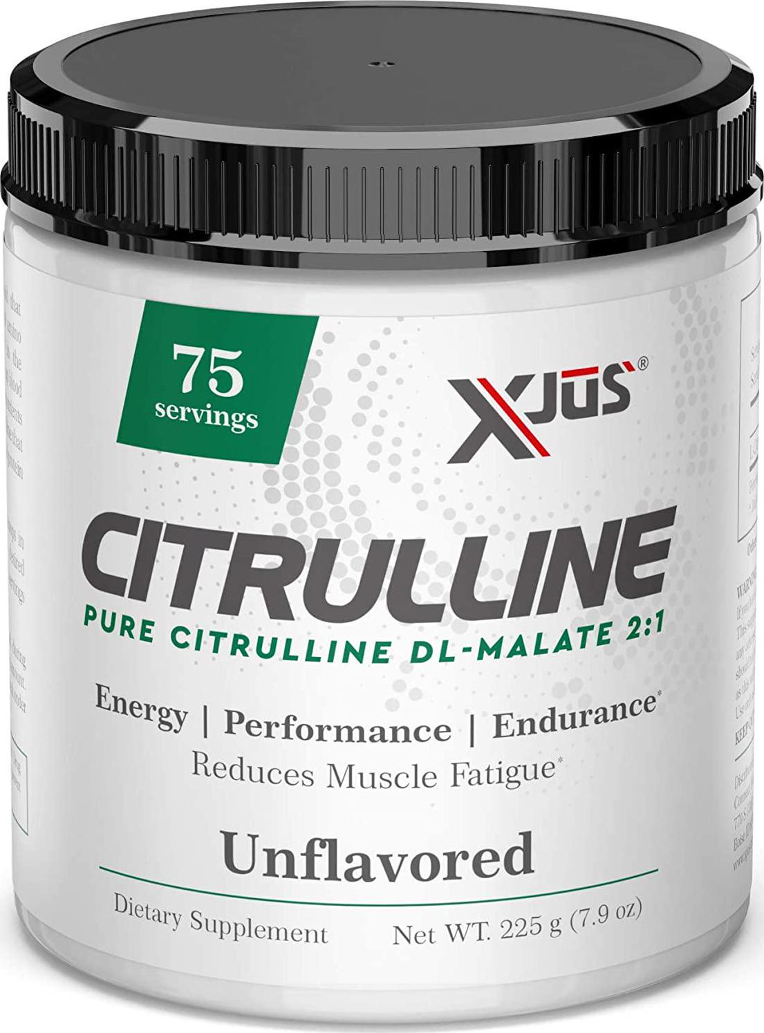 Xjus L-Citrulline DL-Malate, Increase Blood and Oxygen Flow, Reduce Blood Pressure, Fast Absorption, Vegan Friendly, Kosher, No Filler Ingredients, 75 Servings