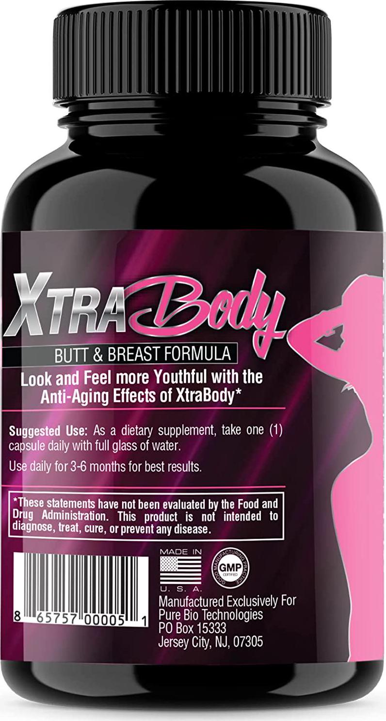 XtraBody Butt Enhancement and Breast Enlargement Supplement - Estrogen Enhancer - Increases Natural Curves, Reduces Menstrual Symptoms and Provides an Extra Boost of Energy (1 Bottle - 30 Capsules)