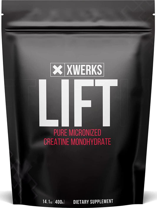 Xwerks Lift Pure Creatine Monohydrate Powder - 80 Servings - Raw 100% Natural 5000mg Formula Micronized Creatine - Highly Soluble Supplements for Power Strength Muscle Growth and Repair - Unflavored