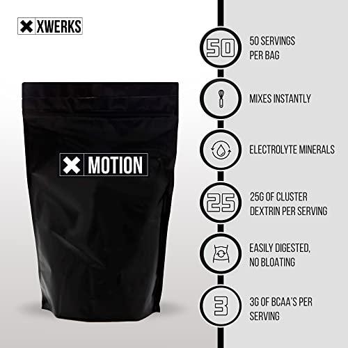 Xwerks Motion BCAA Powder with Cluster Dextrin and Electrolytes - Amino Acids for Hydration + Recovery - Natural Intra and Post Workout Drink for Fast Muscle Recovery - Serving 50 (Raspberry Lemonade)