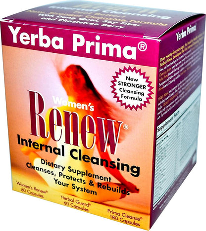 Yerba Prima Women's Renew Internal Cleansing Program - 30 Day Program - Kit Includes 3 Bottles - Detox Cleanse Designed for The Female Body