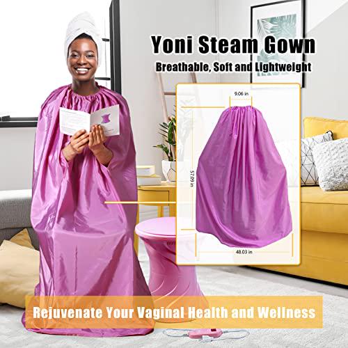Yoni Steam Kit - Wire Controlled Yoni Steam Seat, 8 oz Herbs and Gown - Larger Pot, V Steam Seat Kit Steamer, Feminine Care Vaginial Steaming Seat Kit Cleansing, Detox, Tightening, Fertility, Menstrual and Postpartum Care
