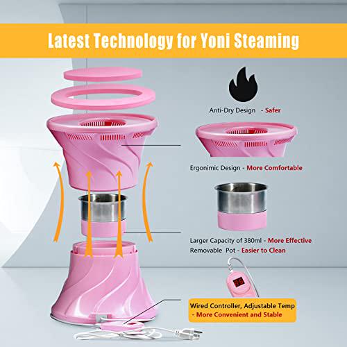 Yoni Steam Kit - Wire Controlled Yoni Steam Seat, 8 oz Herbs and Gown - Larger Pot, V Steam Seat Kit Steamer, Feminine Care Vaginial Steaming Seat Kit Cleansing, Detox, Tightening, Fertility, Menstrual and Postpartum Care