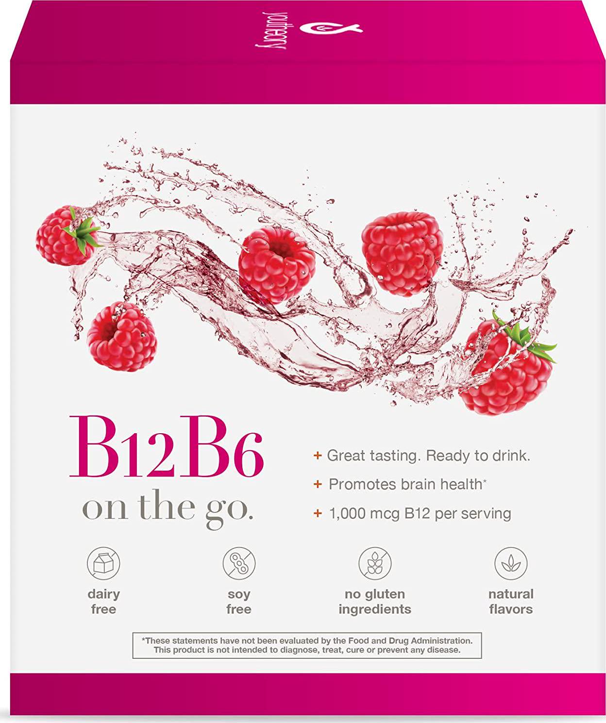 Youtheory B12B6 Liquid Rasberry Flavor, 12 Single Serving Packets