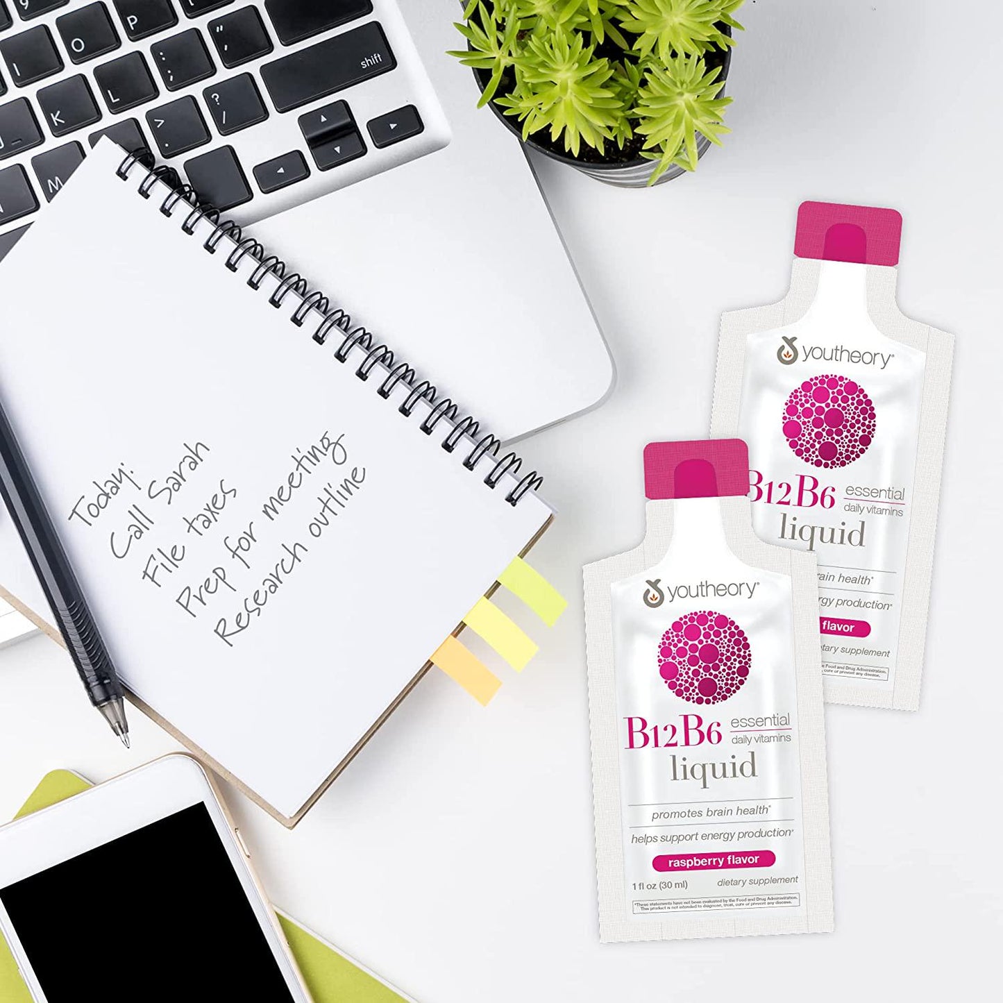 Youtheory B12B6 Liquid Rasberry Flavor, 12 Single Serving Packets