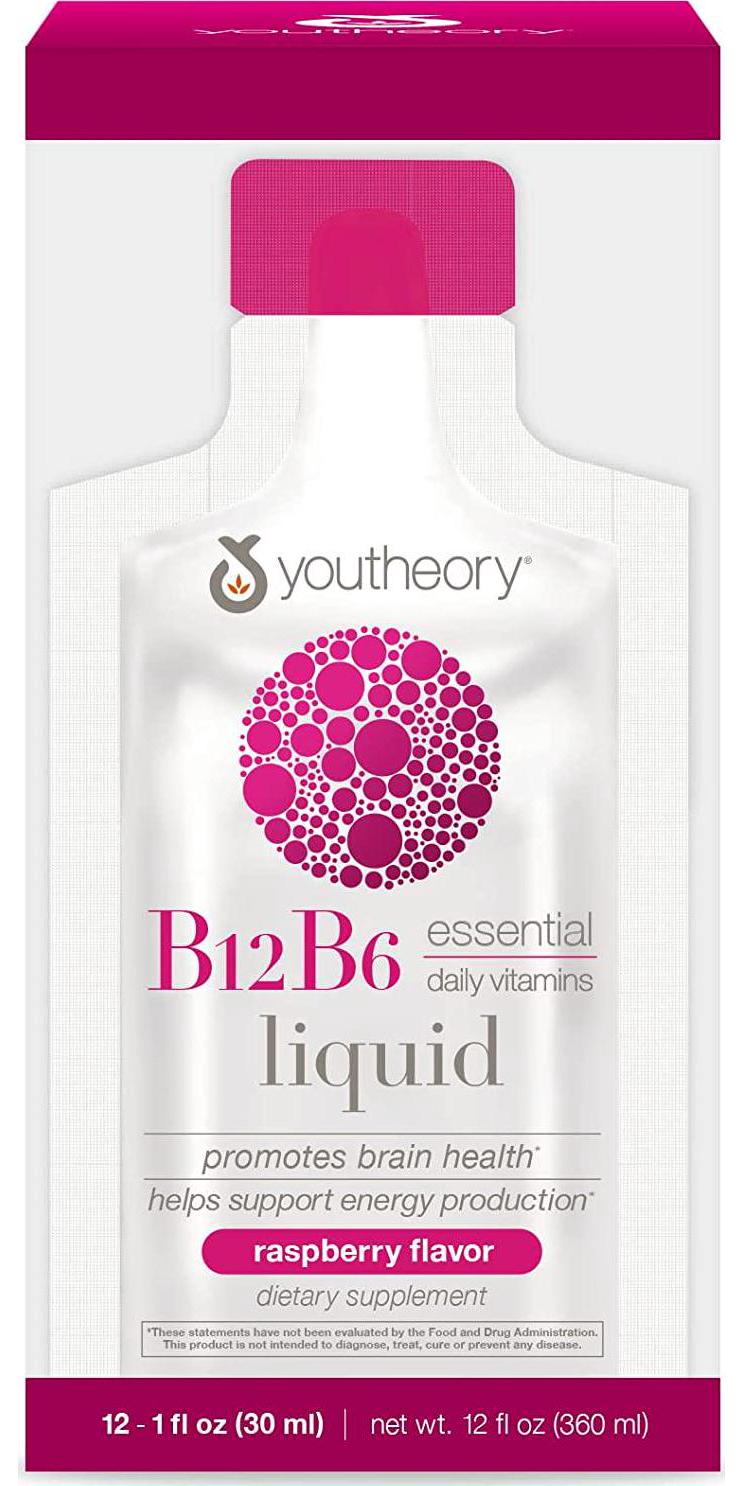 Youtheory B12B6 Liquid Rasberry Flavor, 12 Single Serving Packets