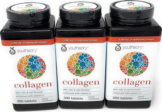 Youtheory Collagen Advanced Formula Tablets - 390 ct (3 Pack for Total of 1170 Tablets)