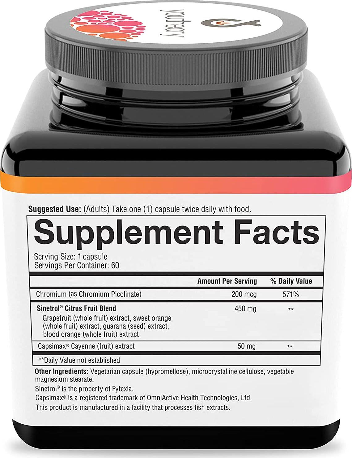 Youtheory Daily Fat Burner Vegetarian Capsules, Healthy Weight Management, 60 ct